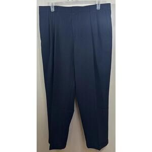 Slates 40X32 Men's Blue Wool Blend Wide Leg 90s Dress Trousers Pleated Cuffed